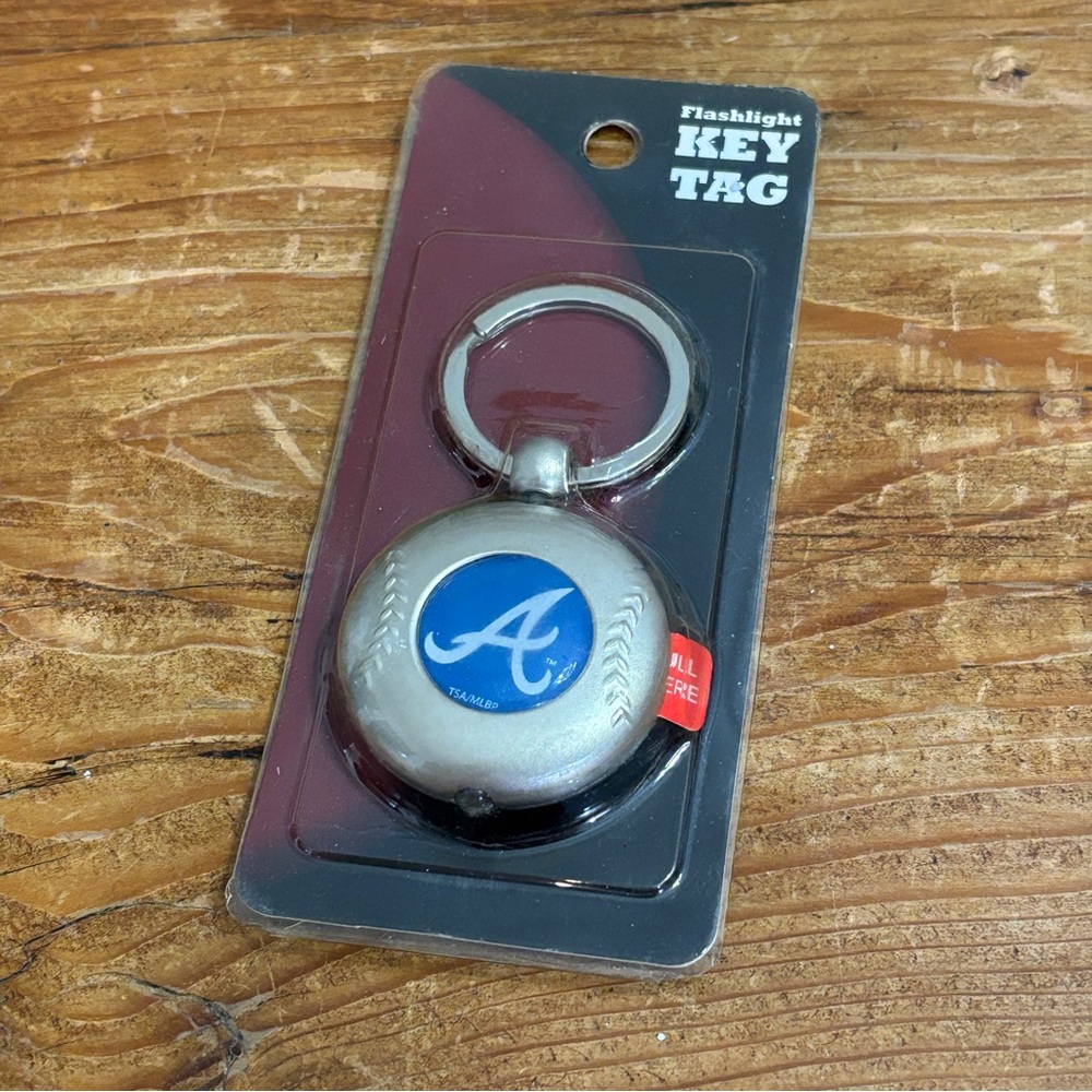 Atlanta Braves Baseball Silver Flashlight Key Tag keychain